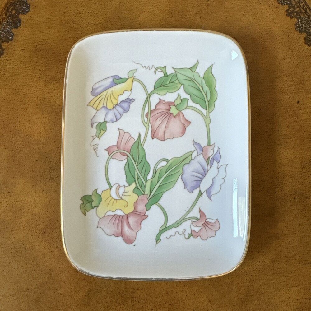 Vtg Porcelain Tray Fine China Floral Plate by Ben Rickert Inc Japan Soap‎ Dish
